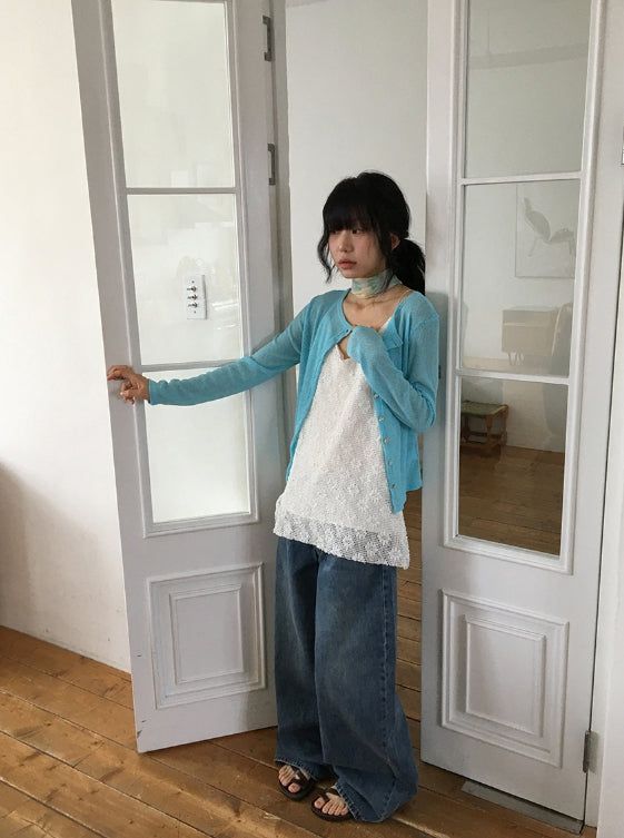 Macy Summer See-Through Ribbed Slim-Fit Cardigan