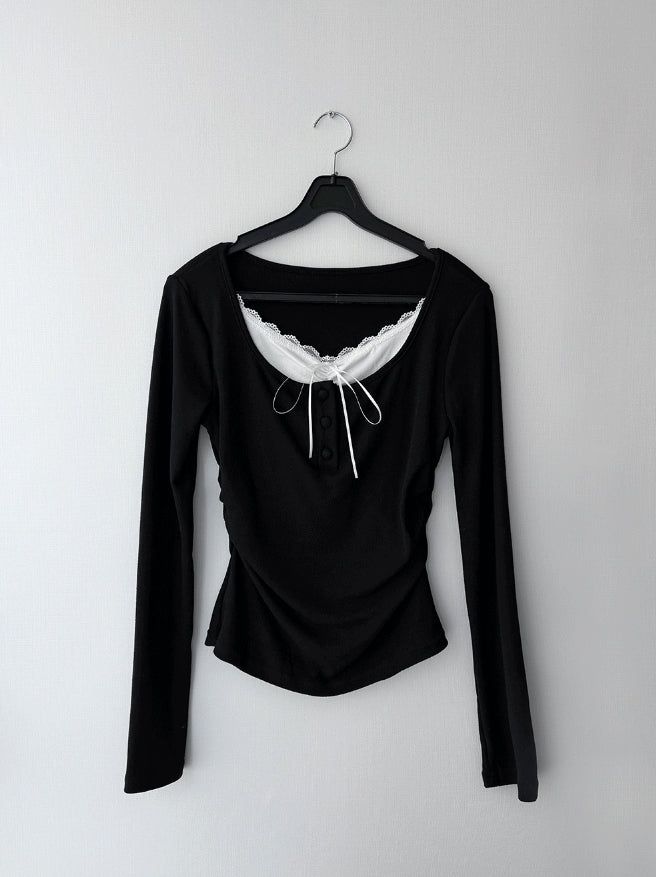 Ribbon shirring layered top