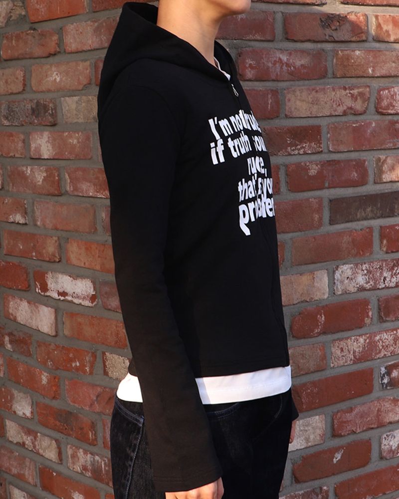 RUDE hood zip up (BLACK) WOMENS