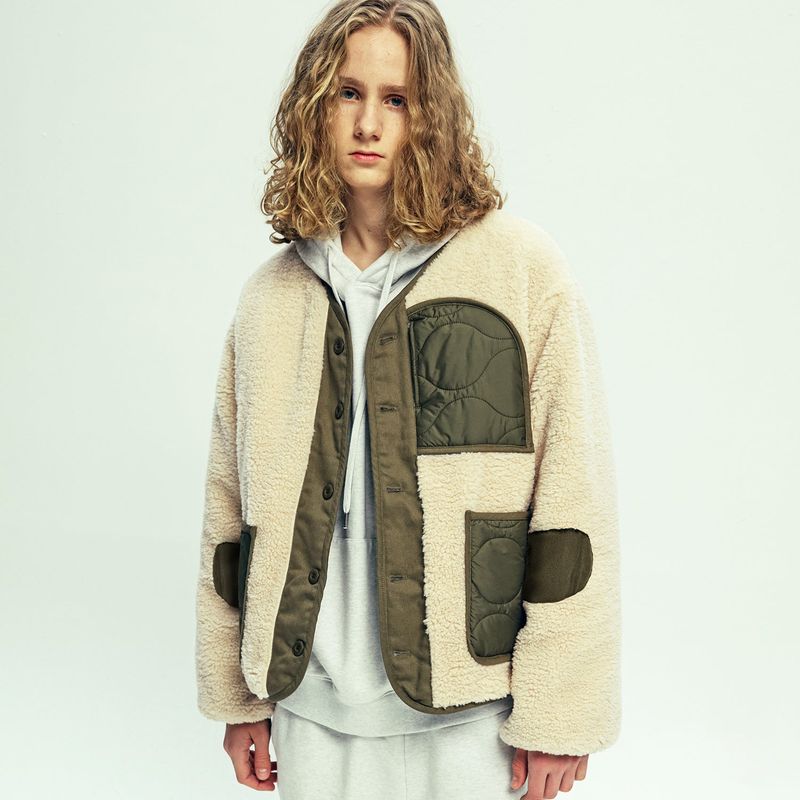 reversible quilted & fleece liner jacket olive khaki