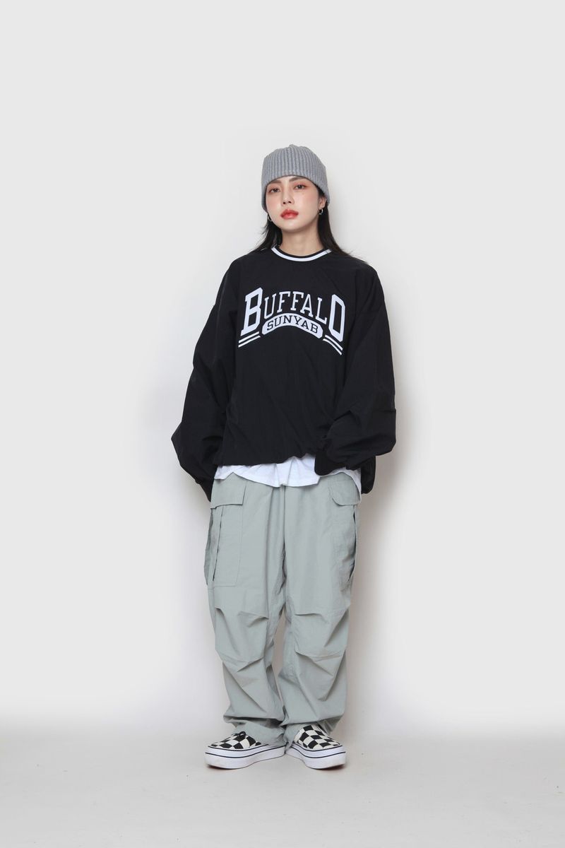 wide nylon cargo pants
