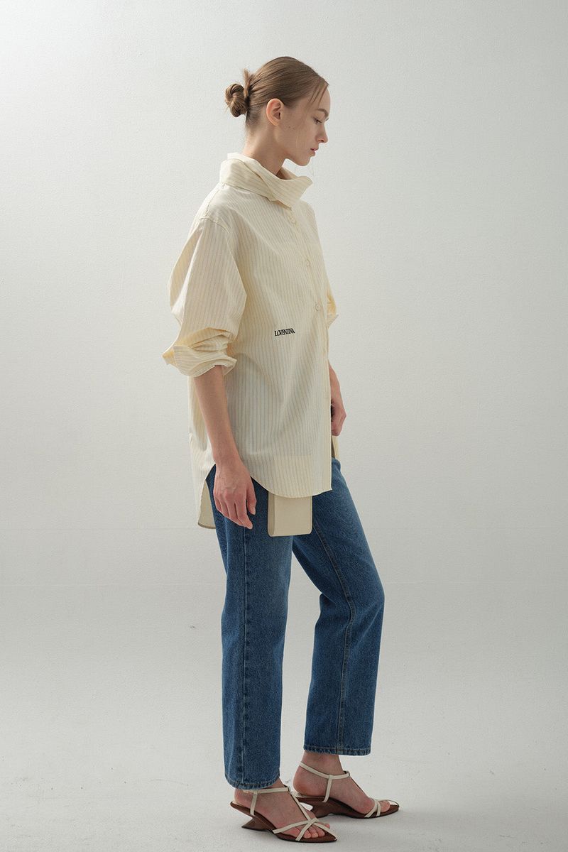 Drape Scarf Shirt_Beige