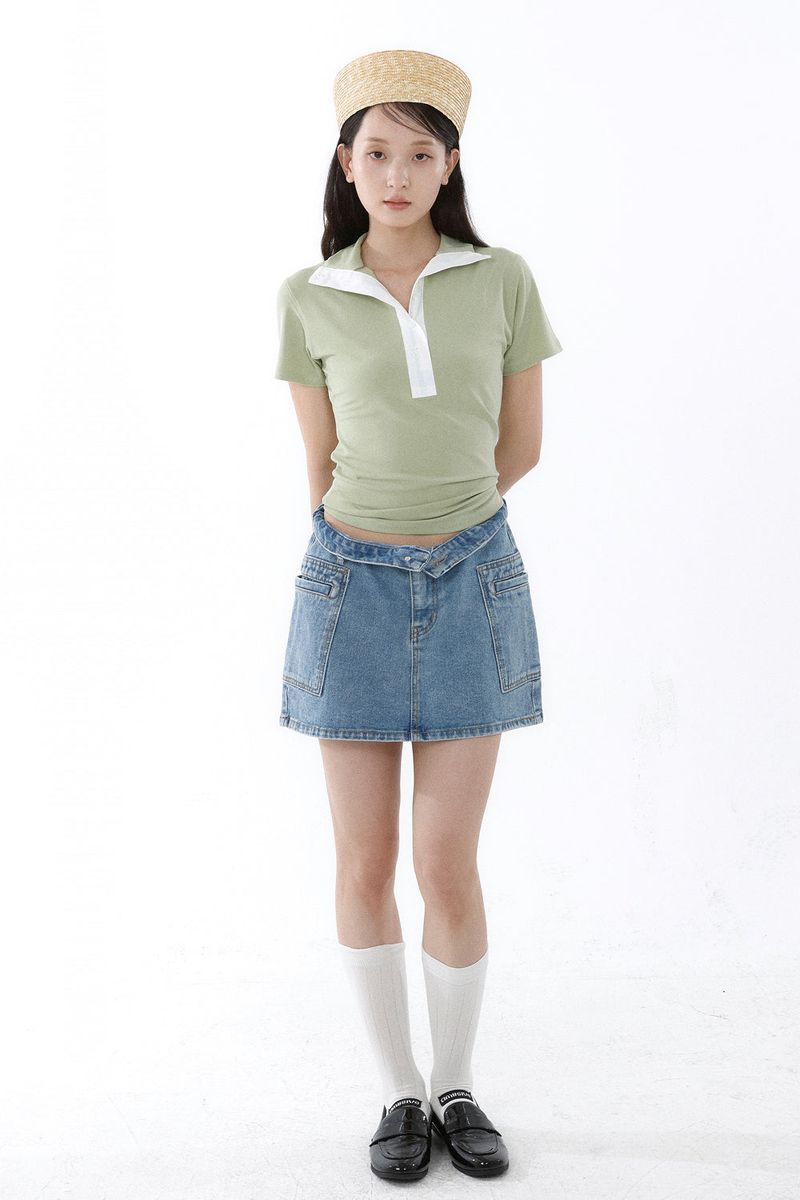 SOFT TENCEL HIGH-NECK TOP_SMOKE GREEN