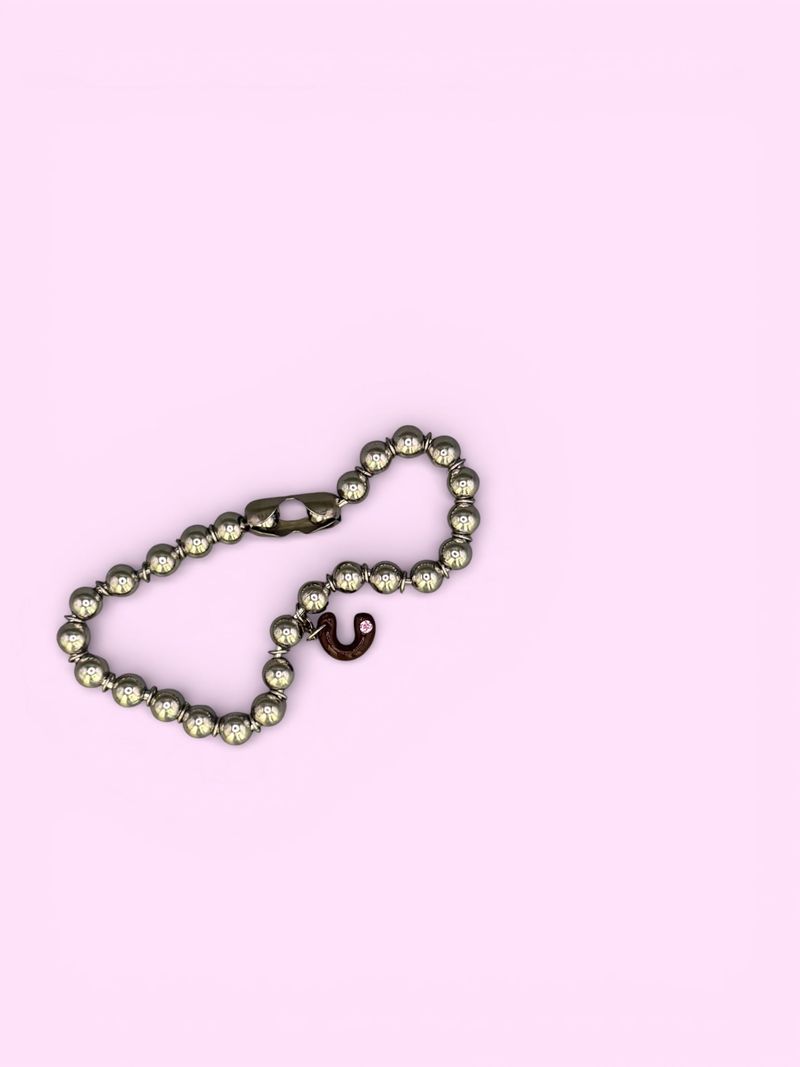 ENE（エン）の「"U"ダークピーチクラッシュカスタムネックレス*金属アレルギー対応（アクセサリー）」