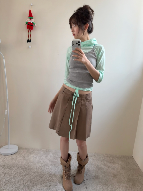double button wrap skirt