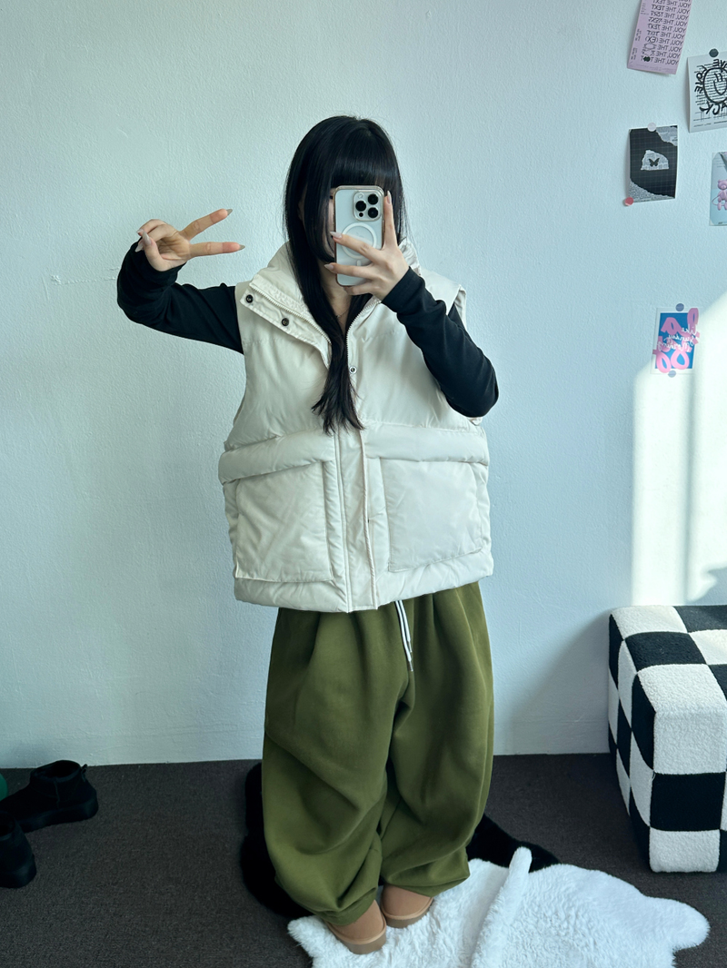 OVER WIDE VEST PADDING🩶🤍🖤☁ - 4 COLORS
