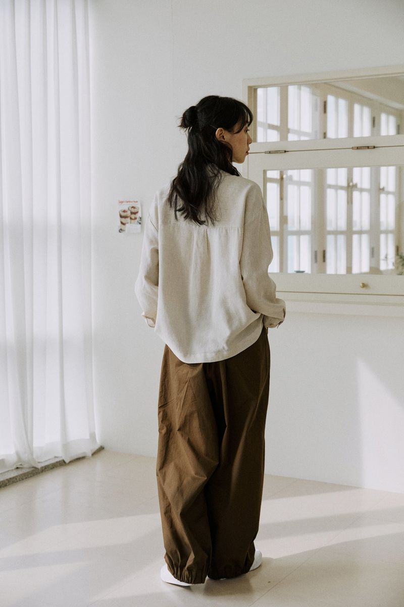 unisex side balloon pants brown