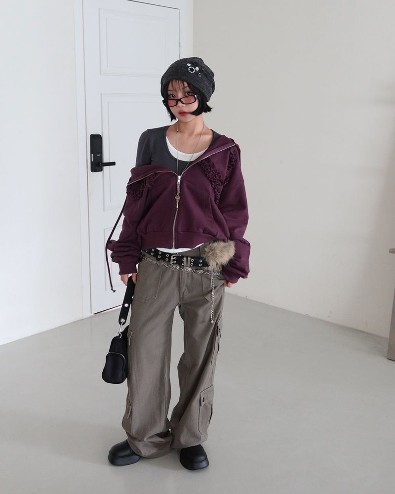 Kitchen button shirring drape beanie