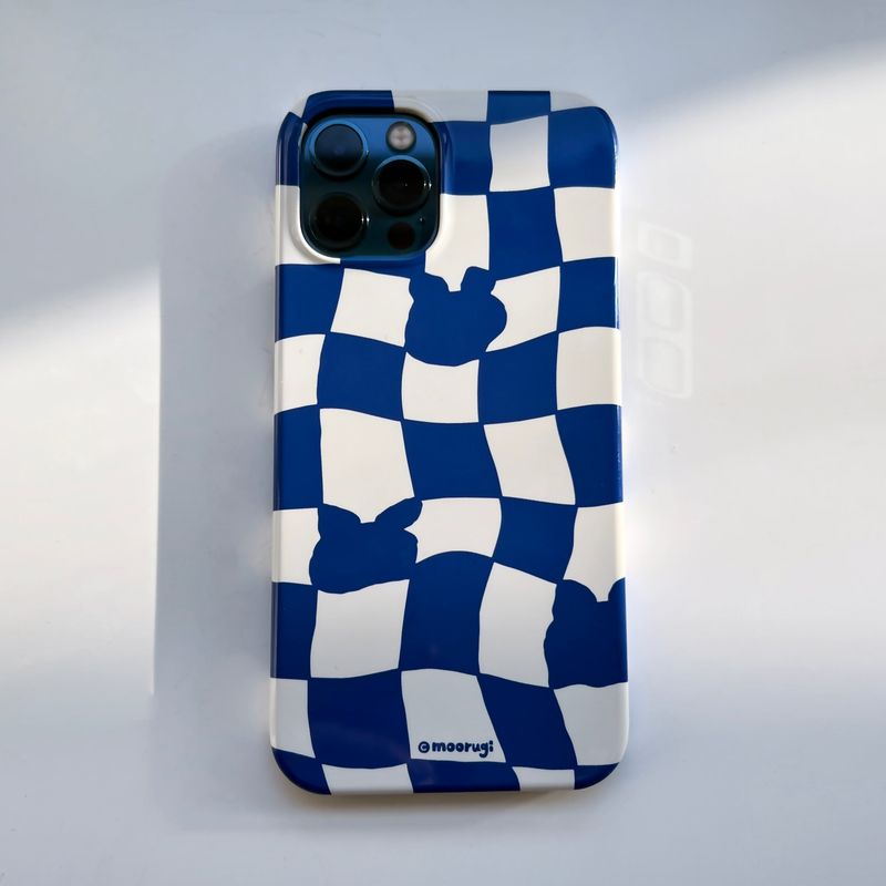 Checkerboard Blue Iphone Bumper case