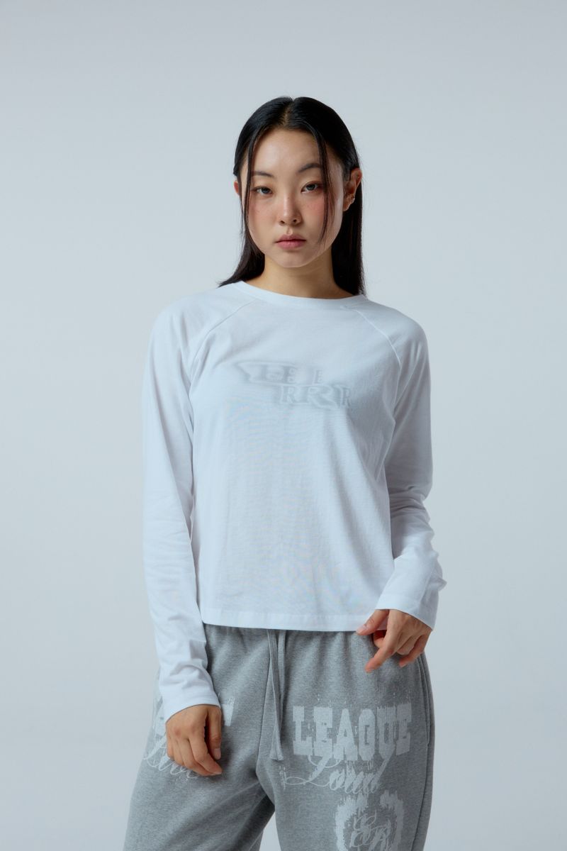 EEERRR Distorted Logo raglan long sleeve (White)