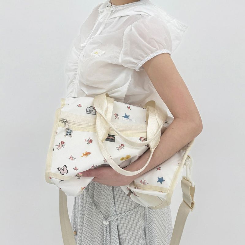 Floral Monogram Cylinder Bag Ivory