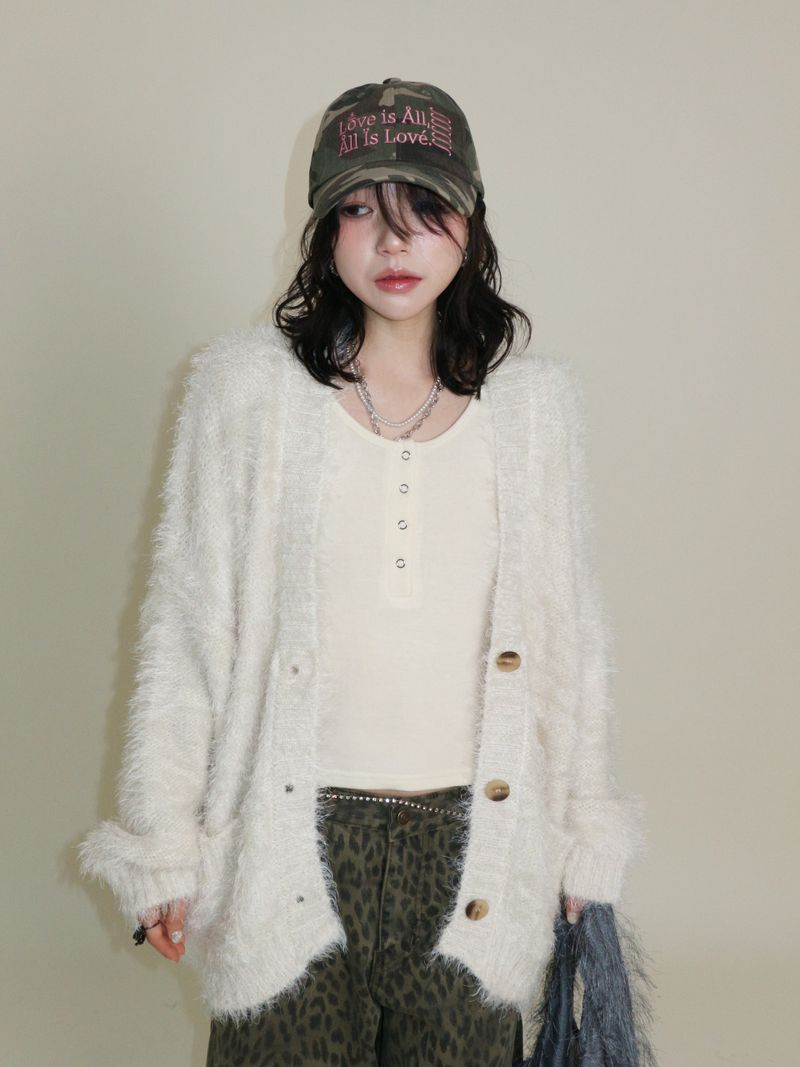 Featheryan Rouge Long Angora Cardigan