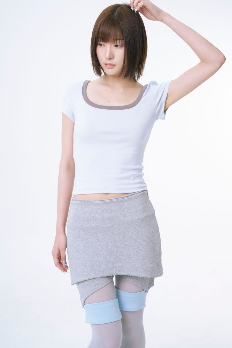 Deep Square-Neck Soft Top (POWDER BLUE)