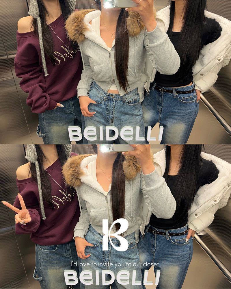 BEIDELLI（ベイデリー）の「[ORIGINAL] POE Fur Hood 2-Way Zip-Up Hoodie（Tops）」