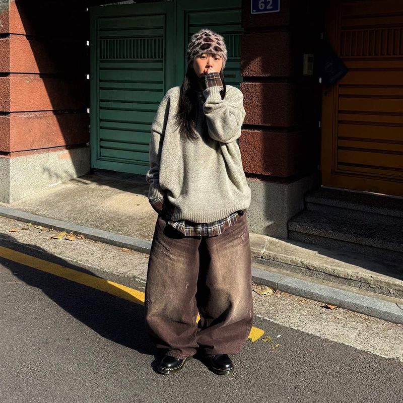 HundoP（ハンドピー）の「ワイドブラウンデニムバルーンパンツ（パンツ）」