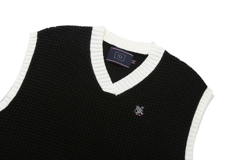 WAFFLE KNIT VEST_BLACK