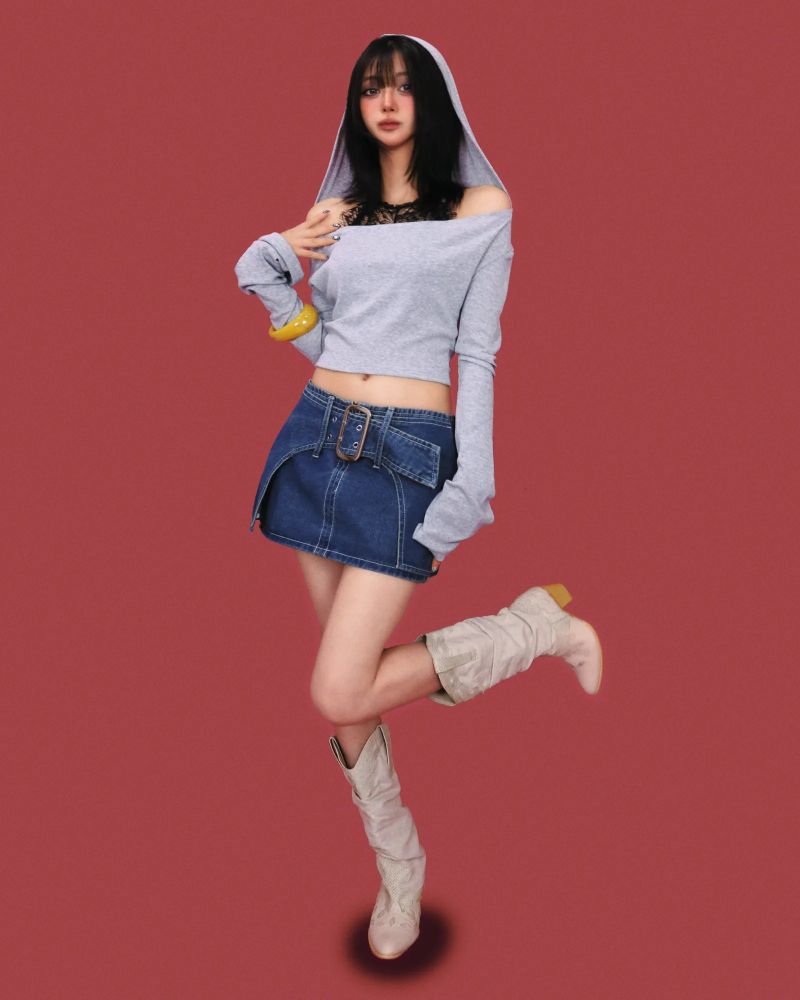 butter low denim mini skirt (속바지)