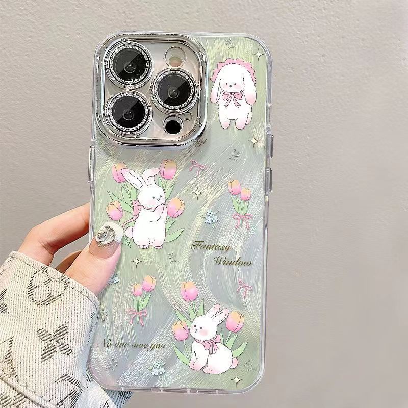 Ribbon Cat & Tulip Deco iPhone Case
