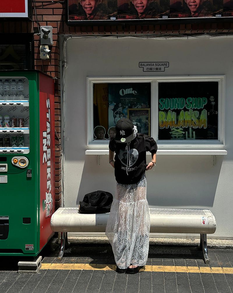 lace see-through flare layered maxi long skirt