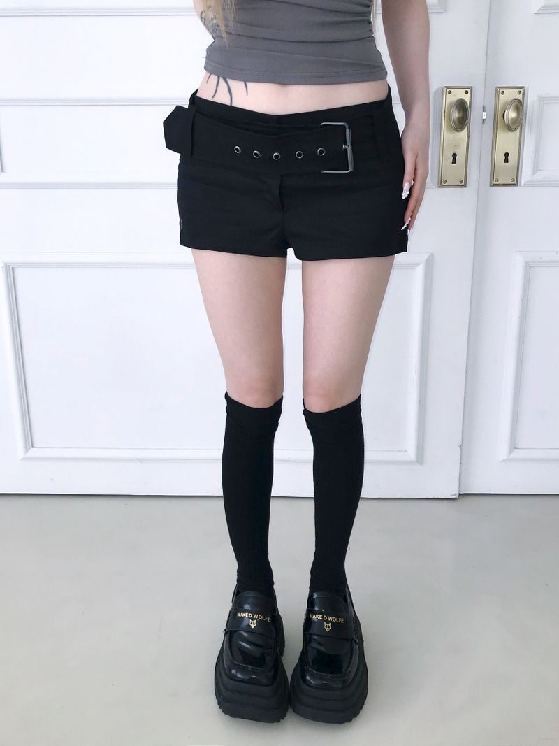 micro belt cotton shorts(2 color)