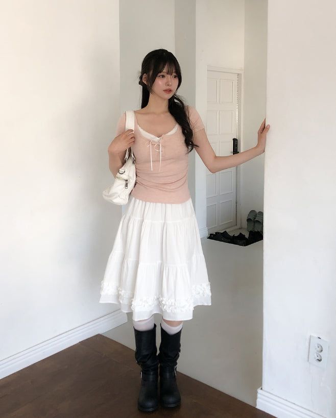 Eti Frill Tiered Midi Skirt