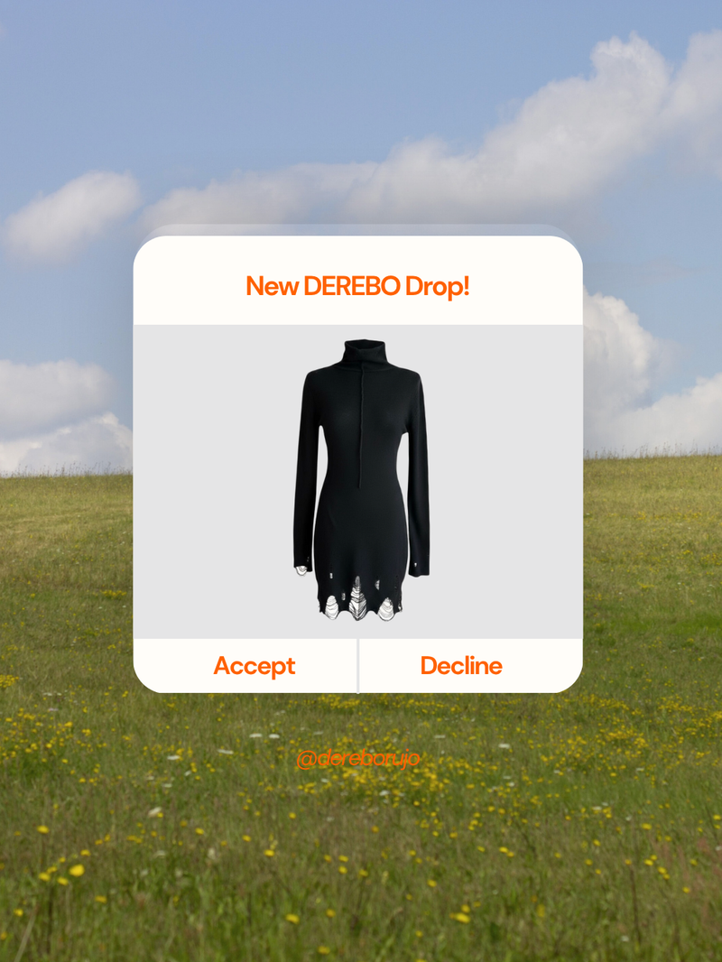 lip-mood black half-turtleneck dress