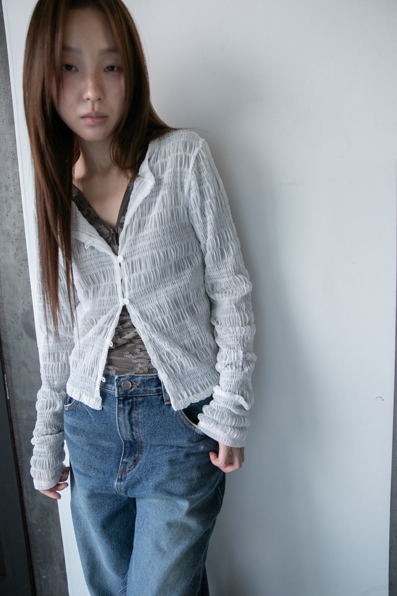 omoosoohy（オムスヒ）の「wrinkle mesh loop cardigan(3colors)（Tops）」