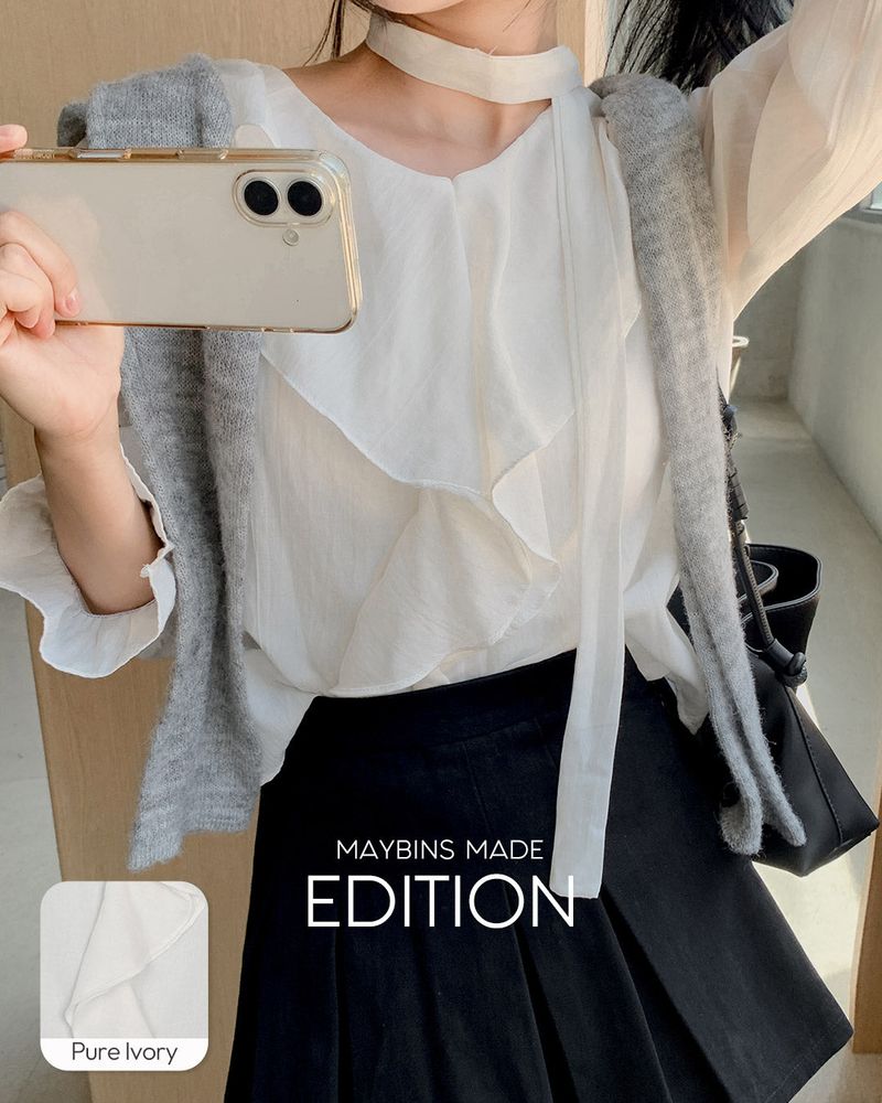 MADE. Rinnel ruffle blouse & tie set