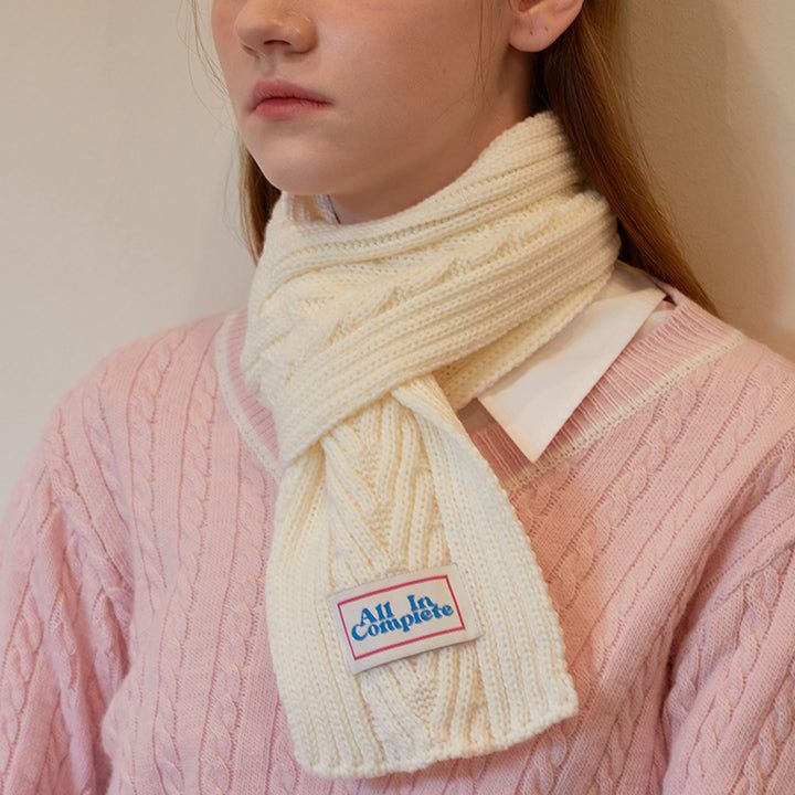 Arrow Knit Mini Muffler (Cream)