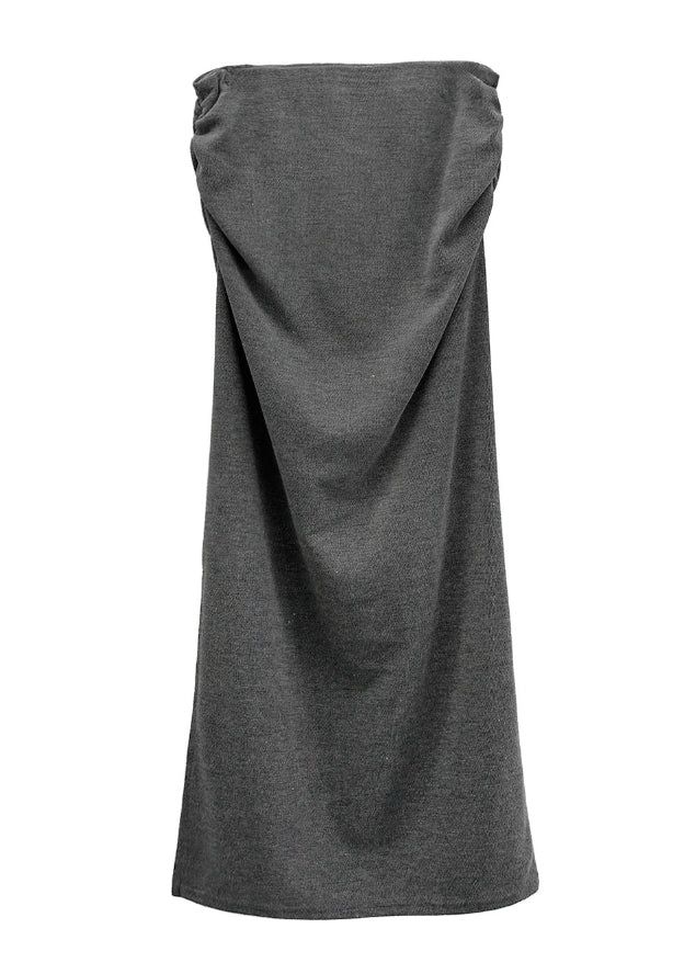 Match Shirring Slit Long Skirt