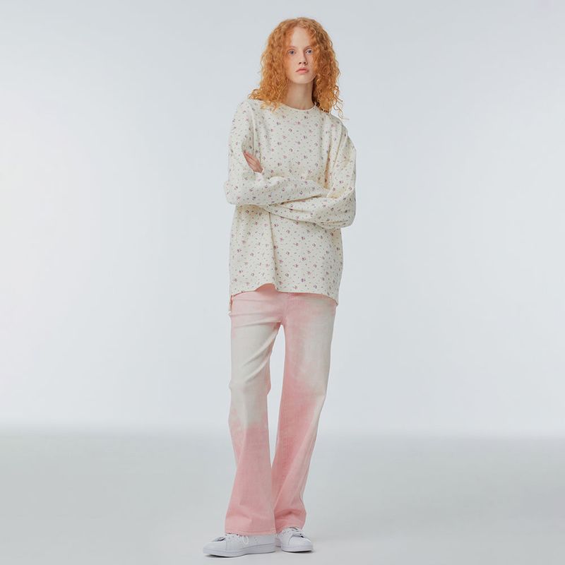 Digital printing straight-leg jeans
