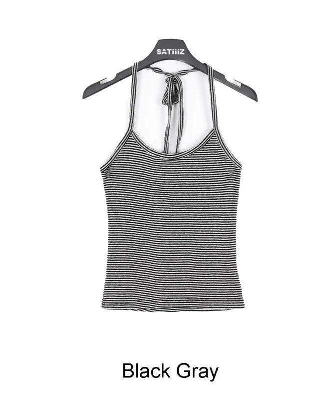 Para stripe halter sleeveless
