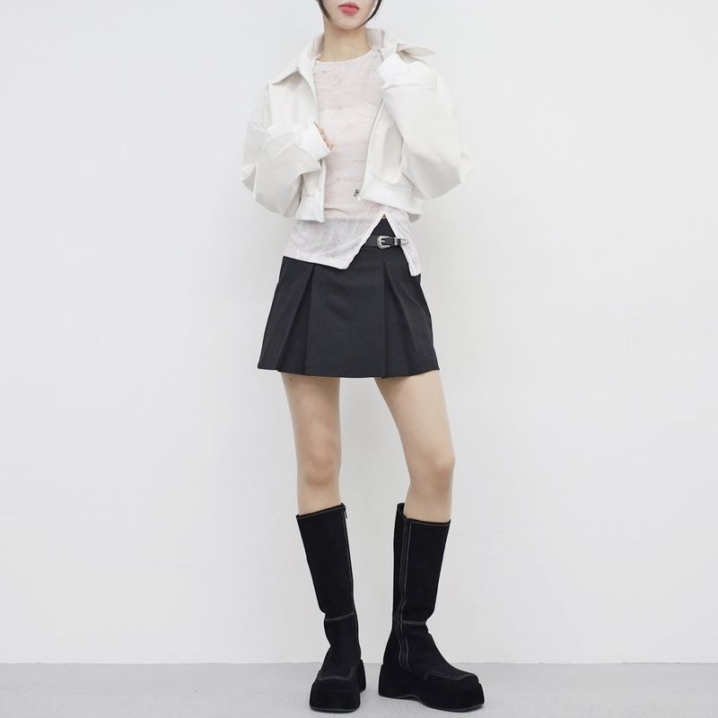 Viola cropped leather jacket