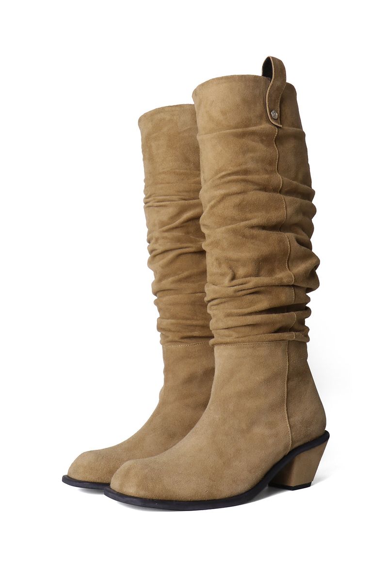 BLURRY WRINKLE LONG BOOTS_3COLORS