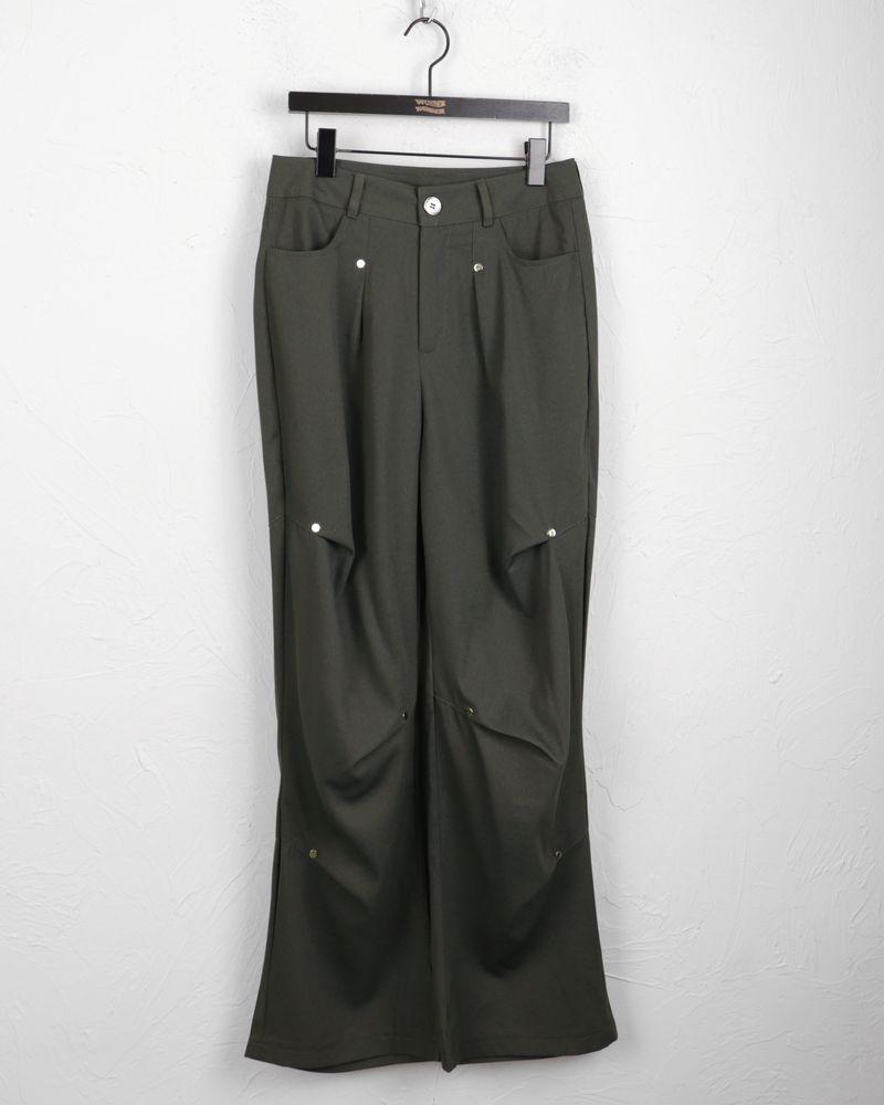 Haas Rivet Pintuck Cotton Wide Pants