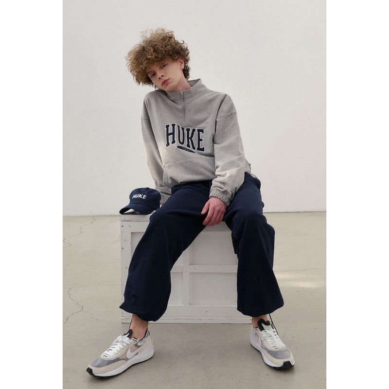 HUKE ロゴ ブラック ハーフ ジップアップ MTM