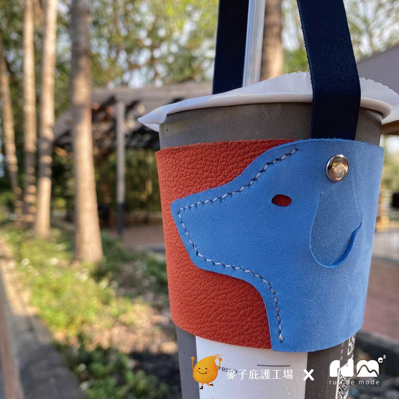 French Bulldog genuine leather drink bag