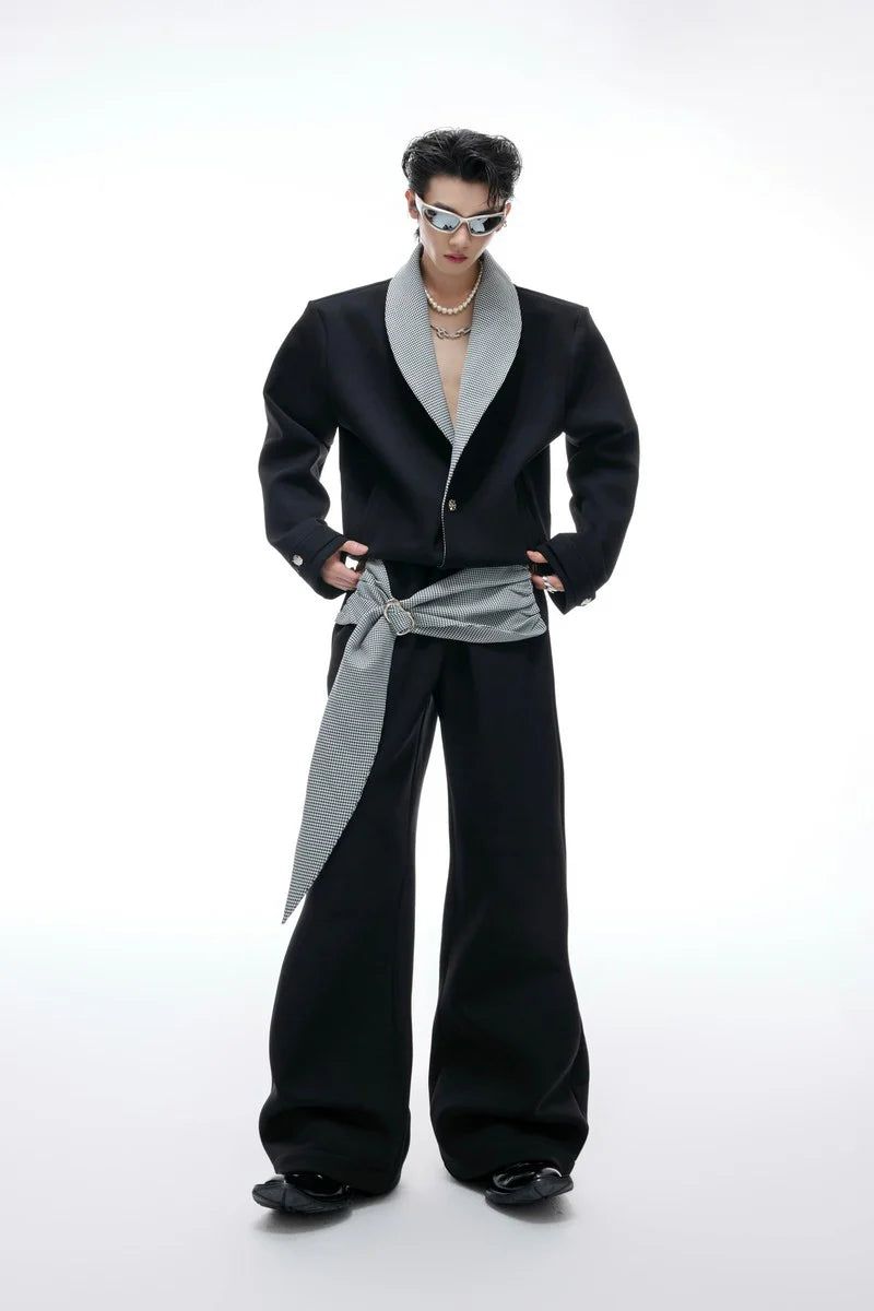 Houndstooth V-Neck Jacket