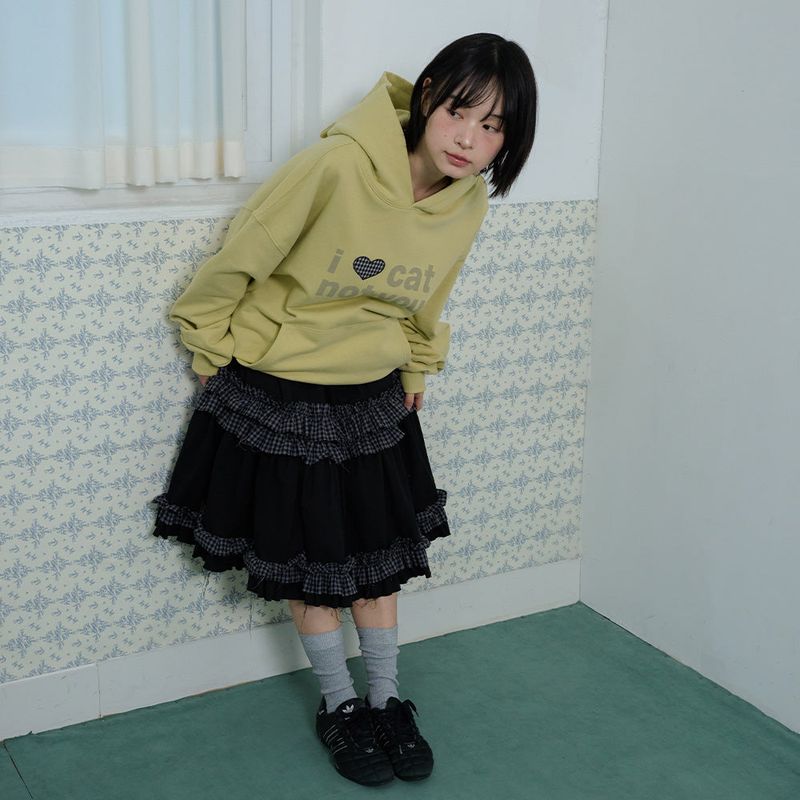 RUFFLE POINT SKIRT - BLACK