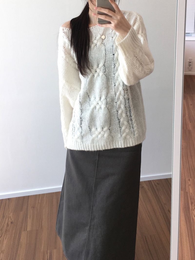 dust denim long skirt (2 colors)
