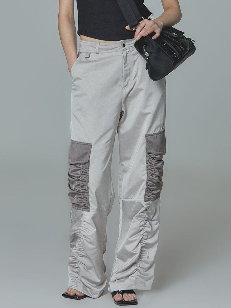 Satin Cargo Pants (Beige)