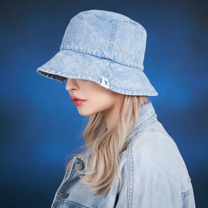 Stone wash denim bucket hat Light indigo