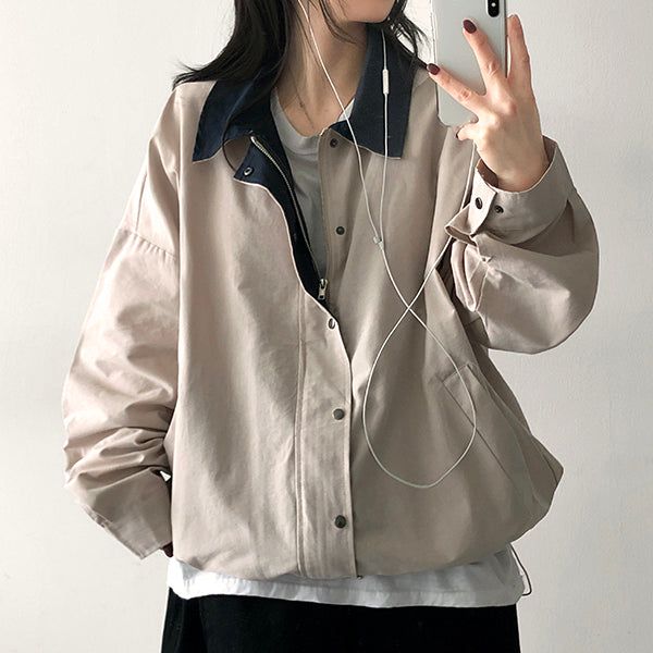 Mackle Boxy Color Collar Jacket