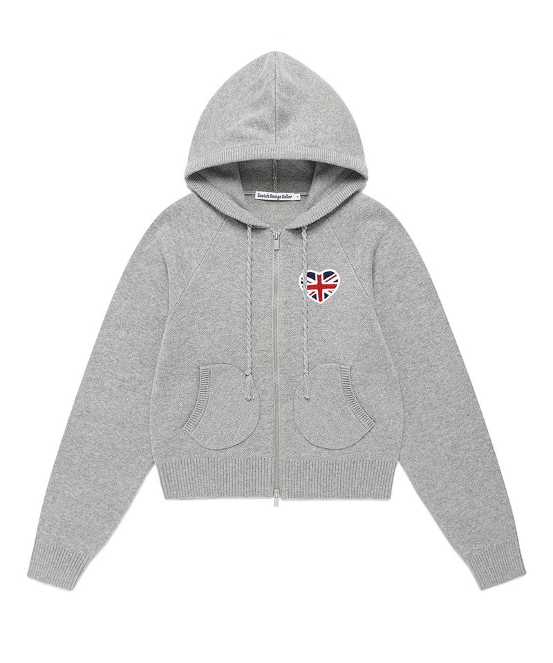 cavish（カビシ）の「W UNION JACK KNIT ZIP UP HOODIE GREY(CV2FFFK681A)（Tops）」