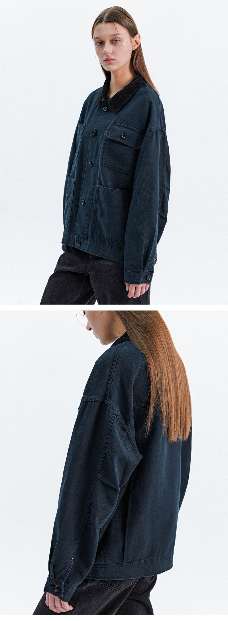 CANVAS COTTON WORK JACKET_BLUE GREEN