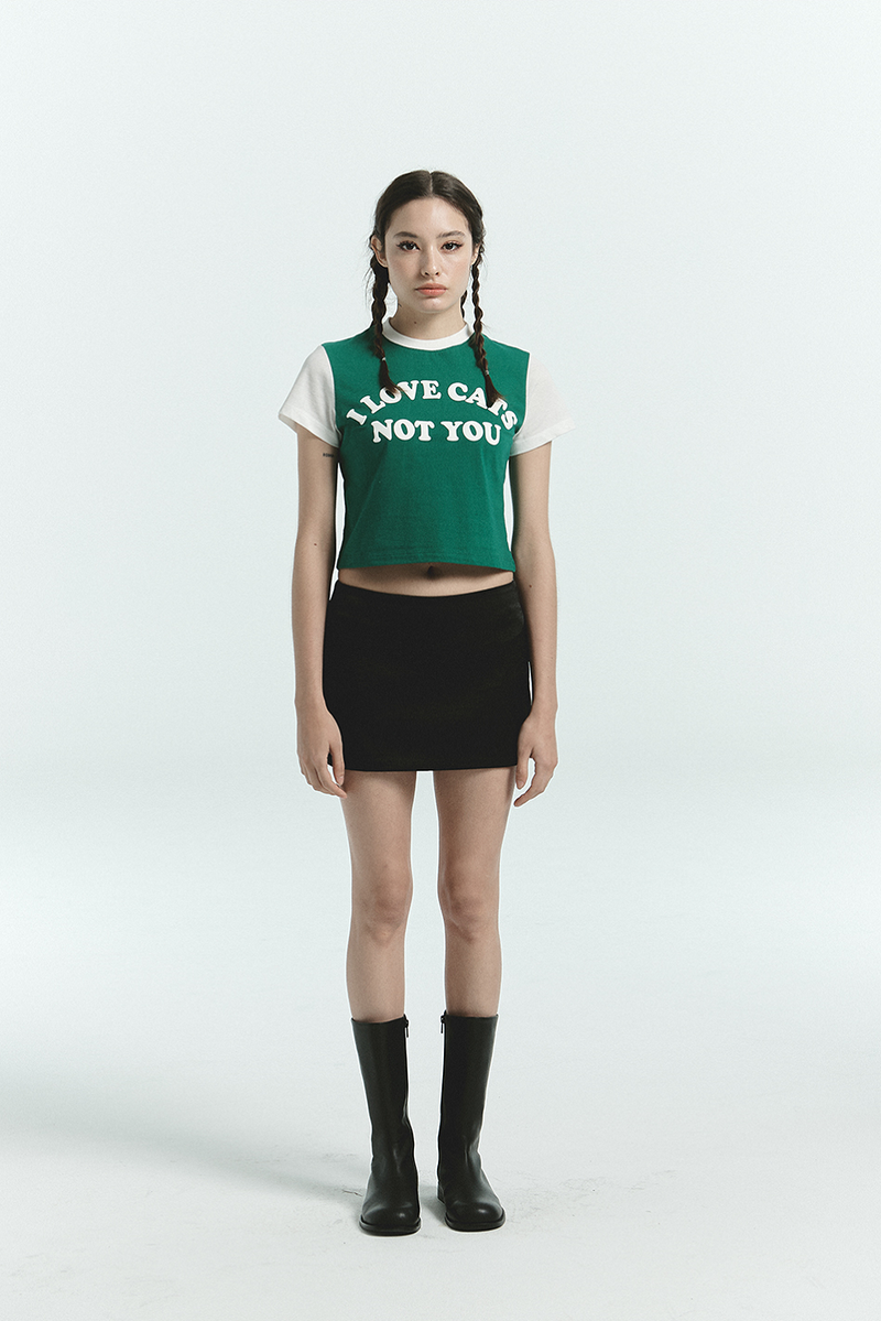 [IBB22UT09GR] GREEN MATCHS COLOR LOVE CAT T-SHIRTS