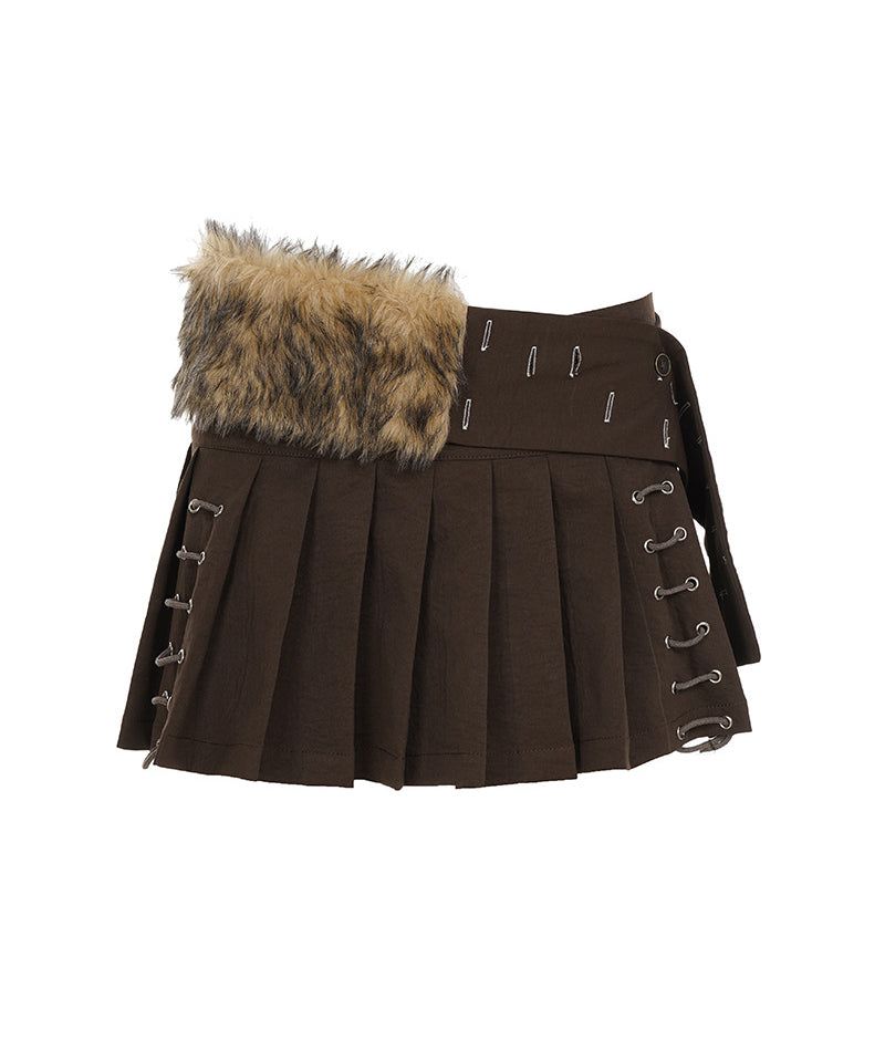 Cozy&Kitsch(コージーアンドキッチ)の「Trim Lace-up Pleated Skirt 233405402(Skirts)」