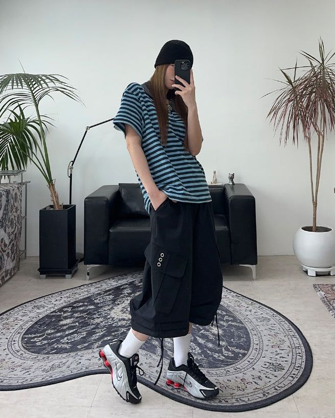 Gaen Terry Stripe Collar Tee