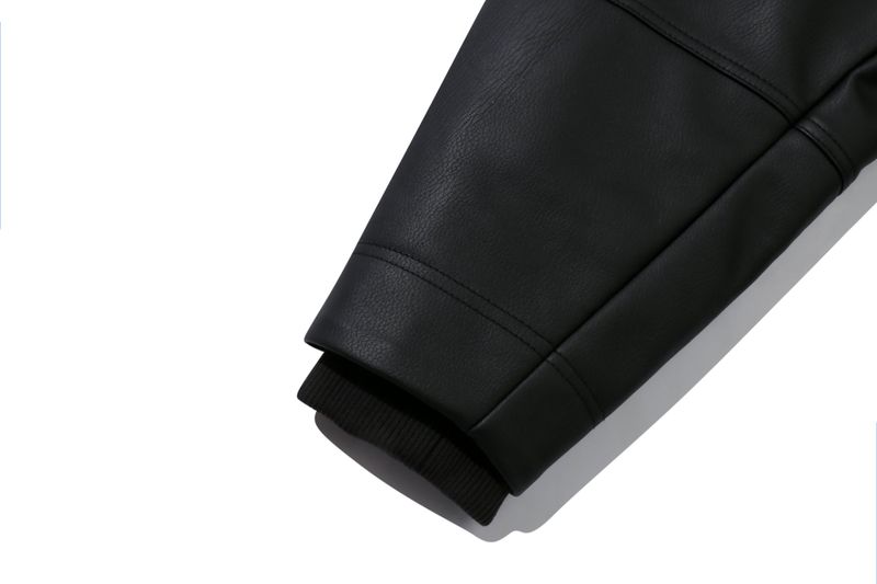 VEGAN LEATHER SINGLE JACKET_BLACK