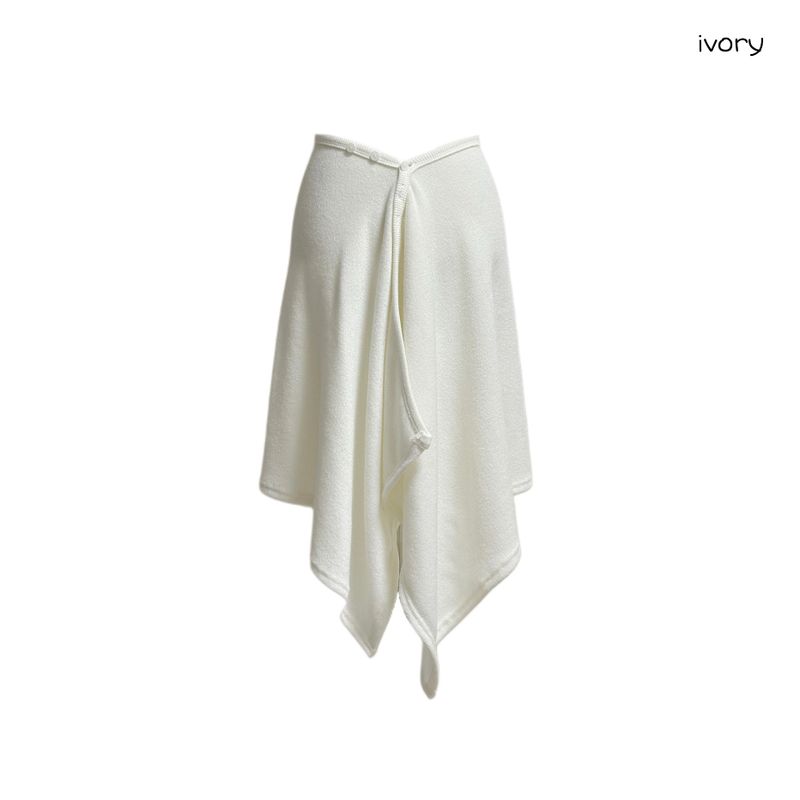 (3color) Soft Knit Layered Wrap Skirt